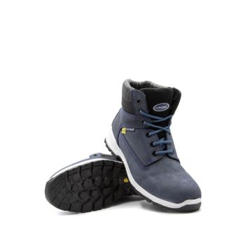 Bota de segurança Lavoro E18 S3, 100 % metal-free, biqueira de aço, palmilha de Kevlar, sola de dupla densidade PU/borracha e forro têxtil preto.