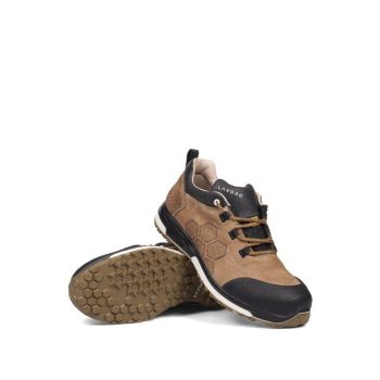 Sapato de segurança Lavoro Yoda Taupe FL S3, 100 % metal-free, biqueira composite, palmilha Kevlar, sola PU + borracha e forro em pele anilina.