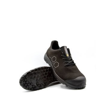 Bota de segurança Lavoro Lynx Black, modelo sem biqueira, com entressola em KEVLAR e sola de PU de dupla densidade.