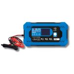 Imagem Awelco BAT MATIC 25, carregador portátil 12V 7A, visor digital, acabamento azul/preto, com cabos pinça. - Carril.pt