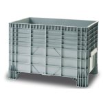 Palote plástico 550L Baquelite Liz, PEAD cinza, paredes e fundo liso, empilhável para uso industrial. - Carril.pt