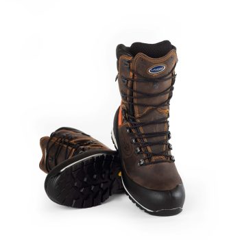 Bota de segurança Lavoro Elite S3 SRC HRO em couro castanho, biqueira e palmilha de aço, sola PU/borracha resistente ao calor, design ergonómico e antiestática.