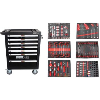 CARRO COM FERRAMENTA 7 GAVETAS + 236 PCS - PRETO
