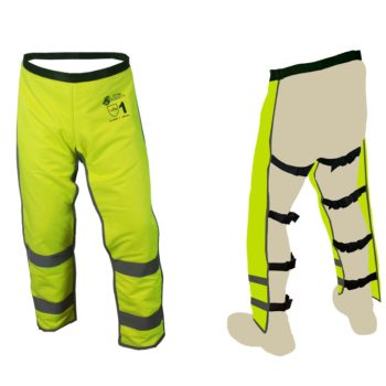 PERNEIRAS DE PROTEÇÃO ANTICORTE CLASSE 1 PARA MOTOSSERRA ALTA VISIBILIDADE