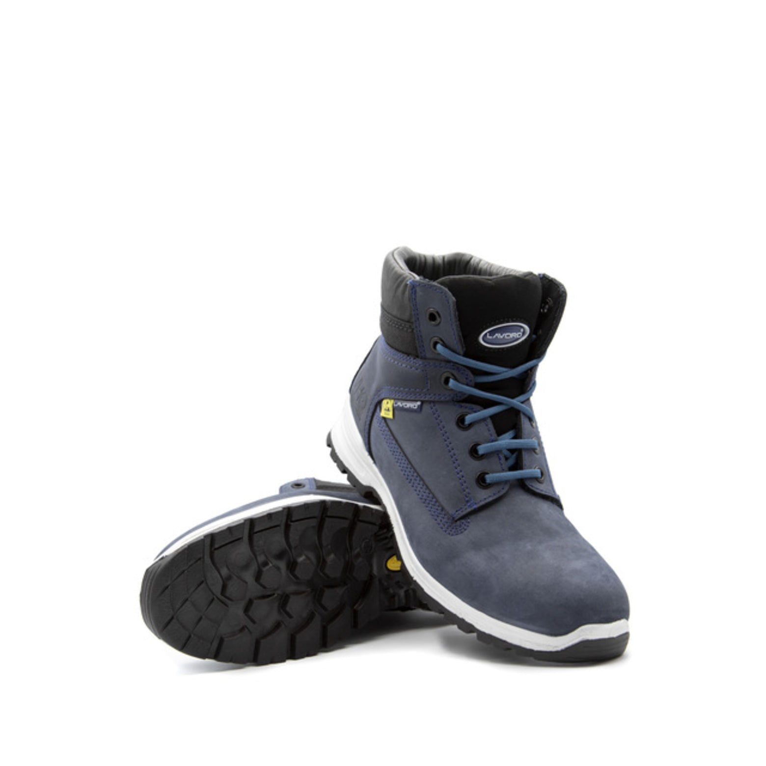bota e18 azul 35-48 - carril.pt Bota de segurança Lavoro E18 S3, 100 % metal-free, biqueira de aço, palmilha de Kevlar, sola de dupla densidade PU/borracha e forro têxtil preto. - Carril.pt